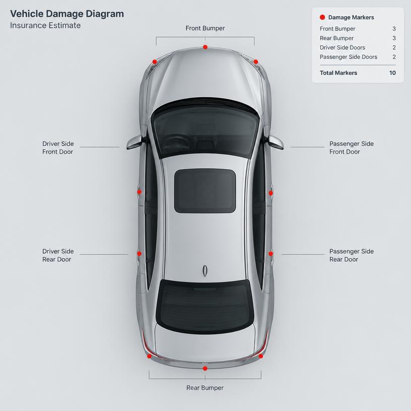 Vehicle damage estimate diagram